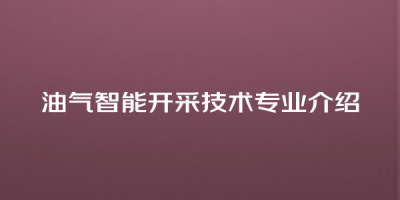 油气智能开采技术专业介绍