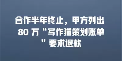 合作半年终止，甲方列出 80 万“写作猫策划账单”要求退款