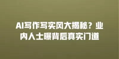 AI写作写实风大揭秘？业内人士曝背后真实门道