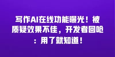 写作AI在线功能曝光！被质疑效果不佳，开发者回呛：用了就知道！
