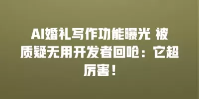 AI婚礼写作功能曝光 被质疑无用开发者回呛：它超厉害！