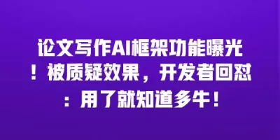 论文写作AI框架功能曝光！被质疑效果，开发者回怼：用了就知道多牛！