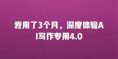 我用了3个月，深度体验AI写作专用4.0