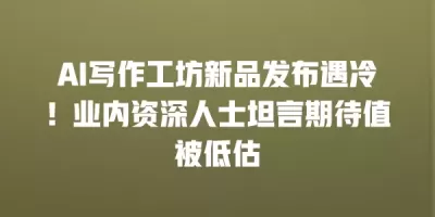 AI写作工坊新品发布遇冷！业内资深人士坦言期待值被低估