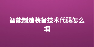 智能制造装备技术代码怎么填