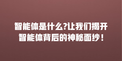 智能体是什么?让我们揭开智能体背后的神秘面纱！