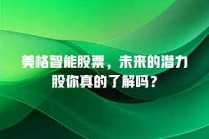 美格智能股票，未来的潜力股你真的了解吗？