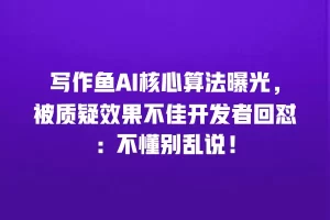 写作鱼AI核心算法曝光，被质疑效果不佳开发者回怼：不懂别乱说！