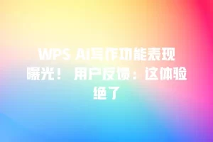 WPS AI写作功能表现曝光！ 用户反馈：这体验绝了