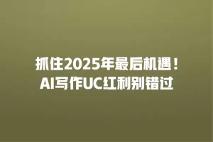 抓住2025年最后机遇！AI写作UC红利别错过