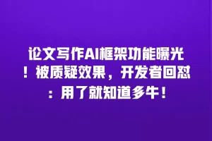 论文写作AI框架功能曝光！被质疑效果，开发者回怼：用了就知道多牛！