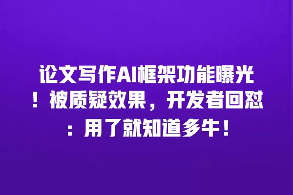 论文写作 AI 框架功能曝光!被质疑效果,开发者回怼:用了就知道多牛!一