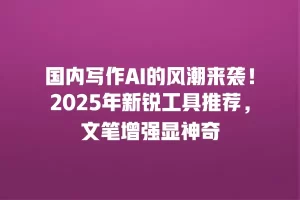 国内写作AI的风潮来袭！2025年新锐工具推荐，文笔增强显神奇