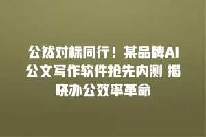 公然对标同行！某品牌AI公文写作软件抢先内测 揭晓办公效率革命
