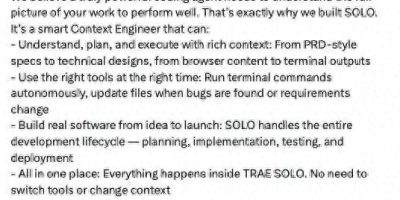 比Vibe Coding强100倍！字节 Trae 2.0 携“上下文工程”登场：一句话，从需求干到上线！ – 今日头条